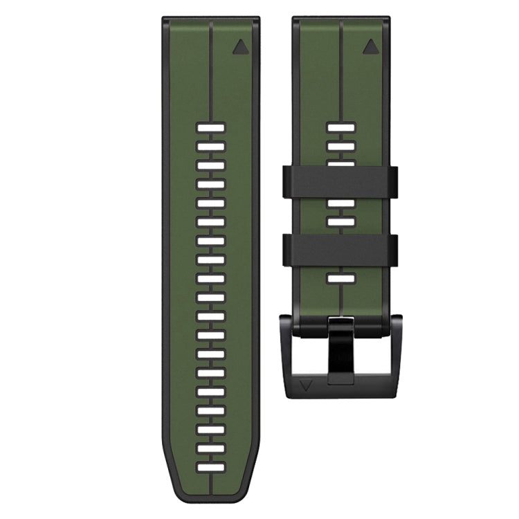 For Garmin Fenix 7X Vertical Stripes Two-color Silicone Watch Band(Army Green Black) - Watch Bands by buy2fix | Online Shopping UK | buy2fix
