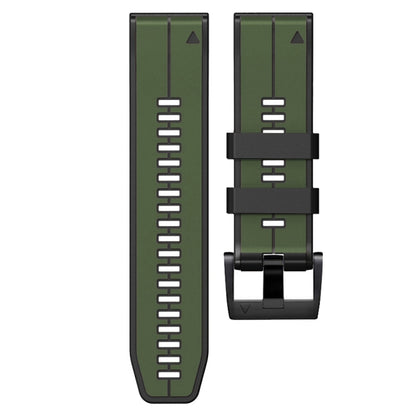 For Garmin Fenix 7X Vertical Stripes Two-color Silicone Watch Band(Army Green Black) - Watch Bands by buy2fix | Online Shopping UK | buy2fix