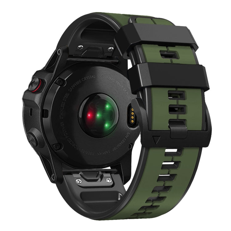 For Garmin Fenix 7X Vertical Stripes Two-color Silicone Watch Band(Army Green Black) - Watch Bands by buy2fix | Online Shopping UK | buy2fix