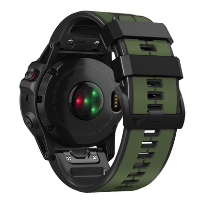 For Garmin Fenix 7X Vertical Stripes Two-color Silicone Watch Band(Army Green Black) - Watch Bands by buy2fix | Online Shopping UK | buy2fix