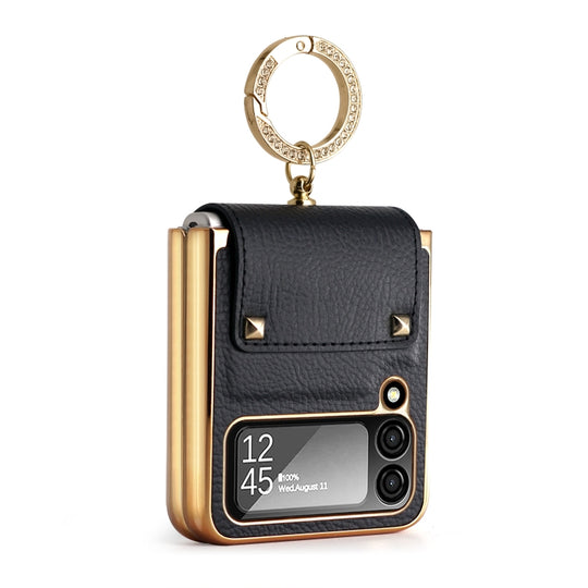 Pour Samsung Galaxy Z Flip4 5G GKK Étui de téléphone en PU coloré avec support de bague (noir)