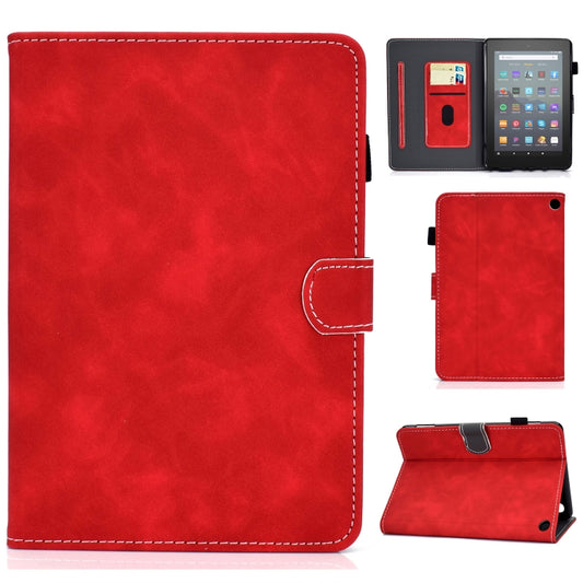 For Amazon Kindle Fire 7 2022 Cowhide Texture Smart Leather Tablet Case(Red) - Amazon by buy2fix | Online Shopping UK | buy2fix