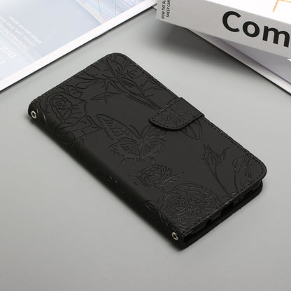 For OnePlus 10T / Ace Pro HT03 Skin Feel Butterfly Embossed Flip Leather Phone Case(Black) by buy2fix