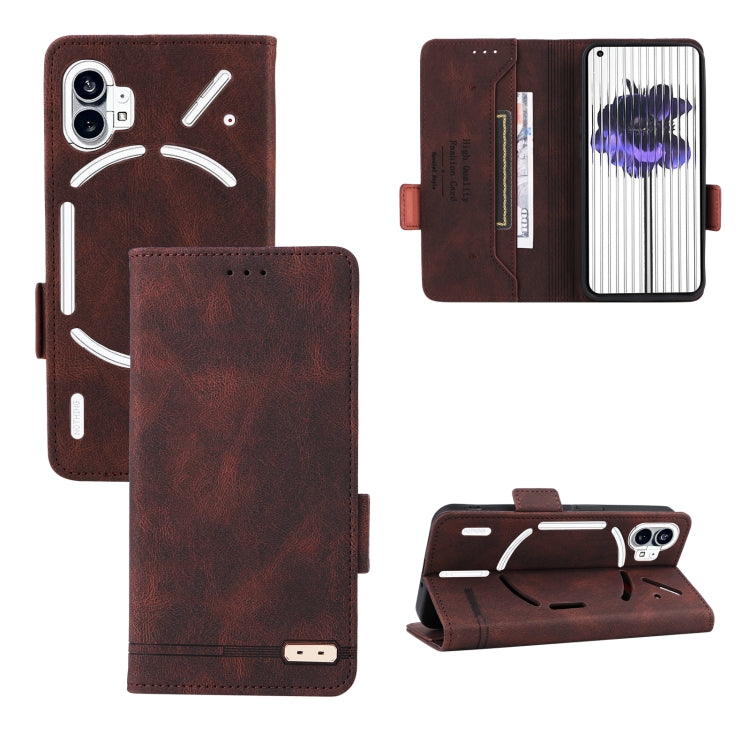 For Nothing Phone 1 Magnetic Clasp Flip Leather Phone Case(Brown) by buy2fix