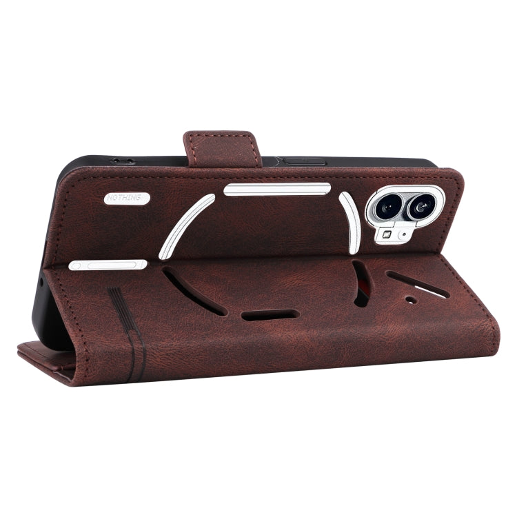 For Nothing Phone 1 Magnetic Clasp Flip Leather Phone Case(Brown) by buy2fix