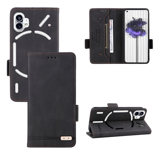 For Nothing Phone 1 Magnetic Clasp Flip Leather Phone Case(Black) - Nothing Cases by buy2fix | Online Shopping UK | buy2fix