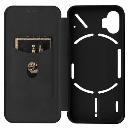 For Nothing Phone 1 Carbon Fiber Texture Flip Leather Phone Case(Black) - Nothing Cases by buy2fix | Online Shopping UK | buy2fix