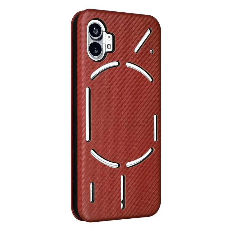 For Nothing Phone 1 Carbon Fiber Texture Flip Leather Phone Case(Brown) by buy2fix