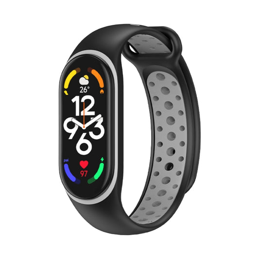 For Xiaomi Mi Band 7 Two-color Silicone Watch Band(Black+Grey) - Watch Bands by buy2fix | Online Shopping UK | buy2fix
