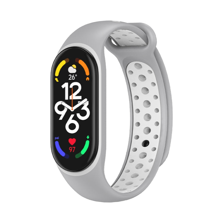 For Xiaomi Mi Band 7 Two-color Silicone Watch Band(Grey+White) - Watch Bands by buy2fix | Online Shopping UK | buy2fix