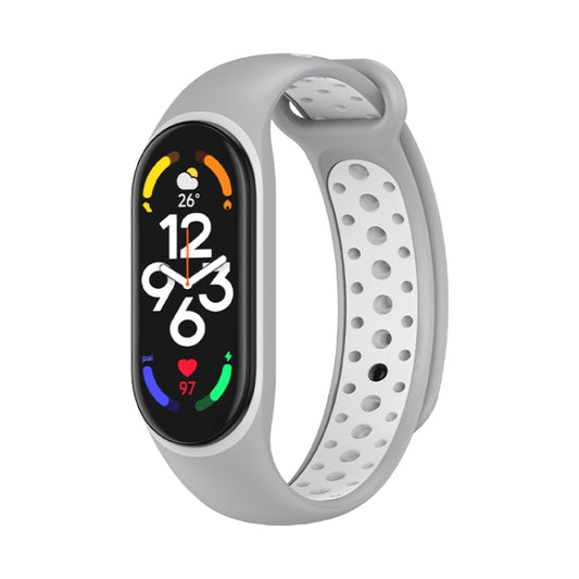 For Xiaomi Mi Band 7 Two-color Silicone Watch Band(Grey+White) - Watch Bands by buy2fix | Online Shopping UK | buy2fix