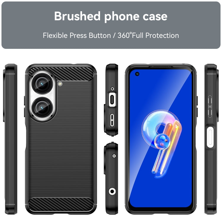 For Asus Zenfone 9 Brushed Texture Carbon Fiber TPU Case(Black) by buy2fix