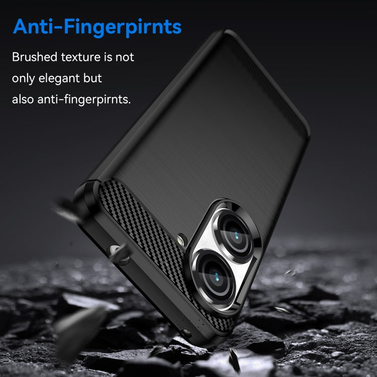 For Asus Zenfone 9 Brushed Texture Carbon Fiber TPU Case(Black) by buy2fix