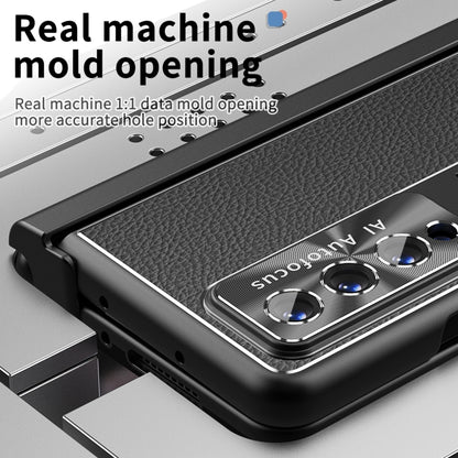 For Samsung Galaxy Z Fold3 5G Litchi Pattern Magnetic Shell Film Integrated Shockproof Phone Case(Black) by buy2fix