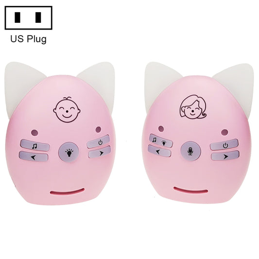 V30 Wireless Audio Baby Monitor Support Voice Monitoring + Intercom + Night Light without Battery, Plug Type:US Plug(Pink) - Baby Monitor by buy2fix | Online Shopping UK | buy2fix