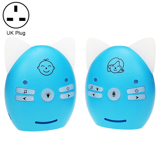V30 Wireless Audio Baby Monitor Support Voice Monitoring + Intercom + Night Light without Battery, Plug Type:UK Plug(Blue) - Baby Monitor by buy2fix | Online Shopping UK | buy2fix