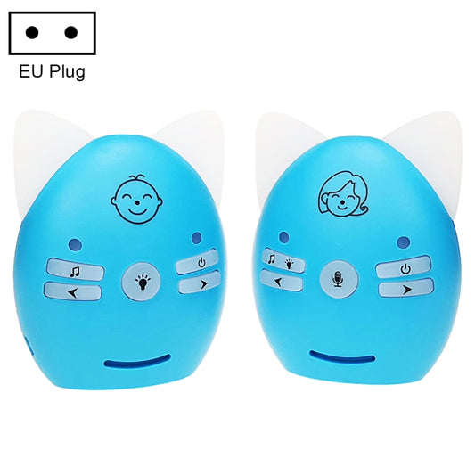 V30 Wireless Audio Baby Monitor Support Voice Monitoring + Intercom + Night Light without Battery, Plug Type:EU Plug(Blue) - Baby Monitor by buy2fix | Online Shopping UK | buy2fix