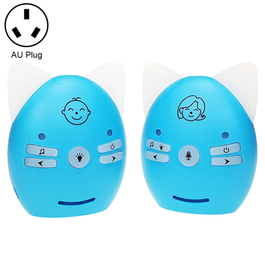 V30 Wireless Audio Baby Monitor Support Voice Monitoring + Intercom + Night Light without Battery, Plug Type:AU Plug(Blue) - Baby Monitor by buy2fix | Online Shopping UK | buy2fix