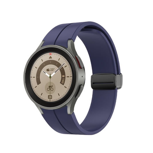 For Samsung Galaxy Watch5 40mm / 44mm / Pro 45mm Folding Buckle Silicone Watch Band(Dark Blue) - Watch Bands by buy2fix | Online Shopping UK | buy2fix
