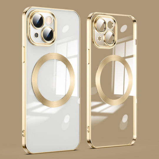 For iPhone 14 Lens Protector MagSafe Electroplated Phone Case (Gold)