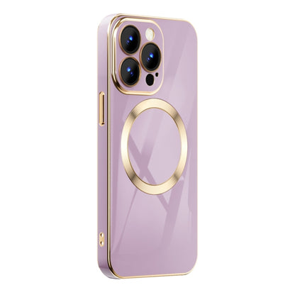 For iPhone 14 6D Gold Plated Magsafe Magnetic Phone Case (Purple) by buy2fix