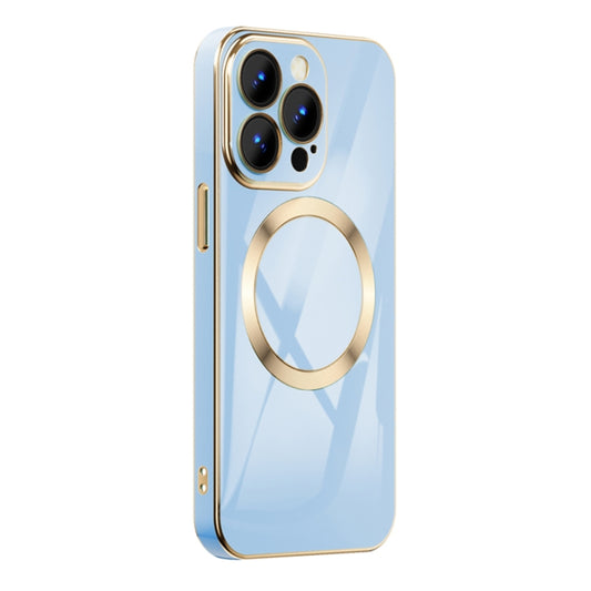 For iPhone 14 Pro Max 6D Gold Plated Magsafe Magnetic Phone Case (Sierra Blue) - iPhone 14 Pro Max Cases by buy2fix | Online Shopping UK | buy2fix