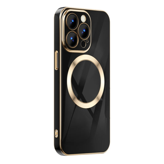 For iPhone 14 Pro Max 6D Gold Plated Magsafe Magnetic Phone Case (Black) - iPhone 14 Pro Max Cases by buy2fix | Online Shopping UK | buy2fix