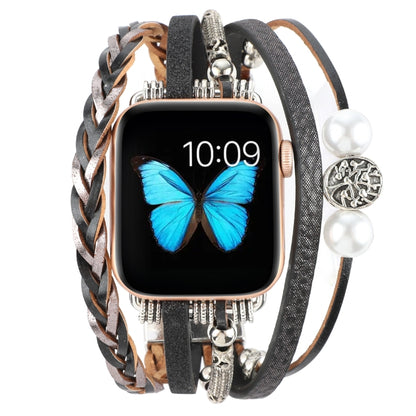 Jewelry Watch Band For Apple Watch Ultra 49mm&Watch Ultra 2 49mm / Series 9&8&7 45mm / SE 3&SE 2&6&SE&5&4 44mm / 3&2&1 42mm(Black) - Watch Bands by buy2fix | Online Shopping UK | buy2fix