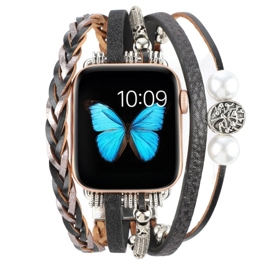 Jewelry Watch Band For Apple Watch Ultra 49mm&Watch Ultra 2 49mm / Series 9&8&7 45mm / SE 3&SE 2&6&SE&5&4 44mm / 3&2&1 42mm(Black) - Watch Bands by buy2fix | Online Shopping UK | buy2fix