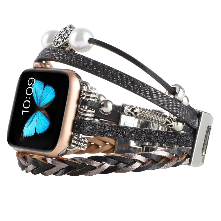 Jewelry Watch Band For Apple Watch Ultra 49mm&Watch Ultra 2 49mm / Series 9&8&7 45mm / SE 3&SE 2&6&SE&5&4 44mm / 3&2&1 42mm(Black) - Watch Bands by buy2fix | Online Shopping UK | buy2fix