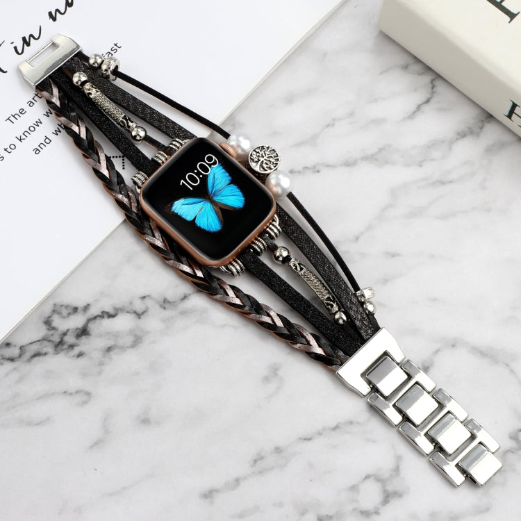 Jewelry Watch Band For Apple Watch Ultra 49mm&Watch Ultra 2 49mm / Series 9&8&7 45mm / SE 3&SE 2&6&SE&5&4 44mm / 3&2&1 42mm(Black) - Watch Bands by buy2fix | Online Shopping UK | buy2fix