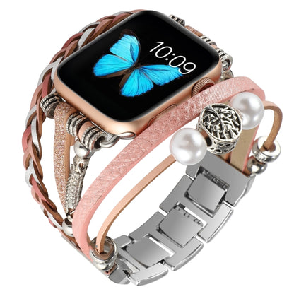 Jewelry Watch Band For Apple Watch Series 9&8&7 41mm / SE 3&SE 2&6&SE&5&4 40mm / 3&2&1 38mm(Pink) - Watch Bands by buy2fix | Online Shopping UK | buy2fix