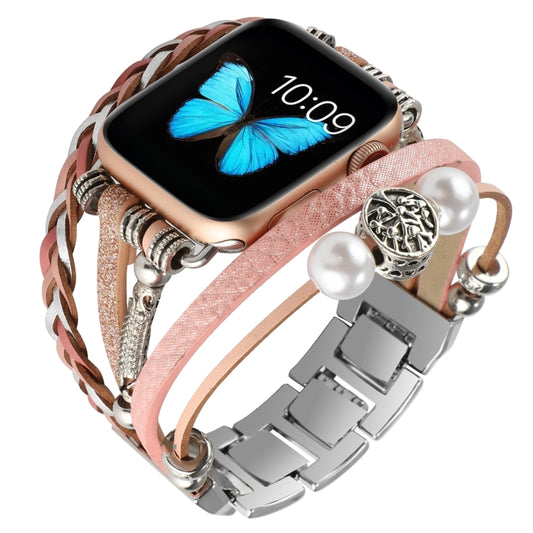 Jewelry Watch Band For Apple Watch Series 9&8&7 41mm / SE 3&SE 2&6&SE&5&4 40mm / 3&2&1 38mm(Pink) - Watch Bands by buy2fix | Online Shopping UK | buy2fix