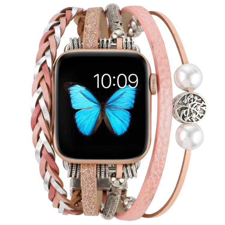 Jewelry Watch Band For Apple Watch Series 9&8&7 41mm / SE 3&SE 2&6&SE&5&4 40mm / 3&2&1 38mm(Pink) - Watch Bands by buy2fix | Online Shopping UK | buy2fix