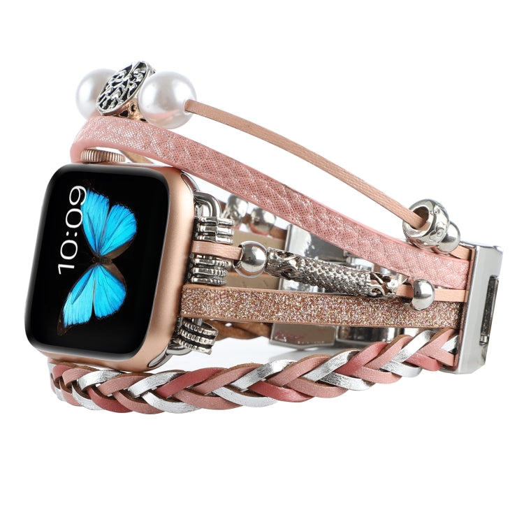 Jewelry Watch Band For Apple Watch Series 9&8&7 41mm / SE 3&SE 2&6&SE&5&4 40mm / 3&2&1 38mm(Pink) - Watch Bands by buy2fix | Online Shopping UK | buy2fix