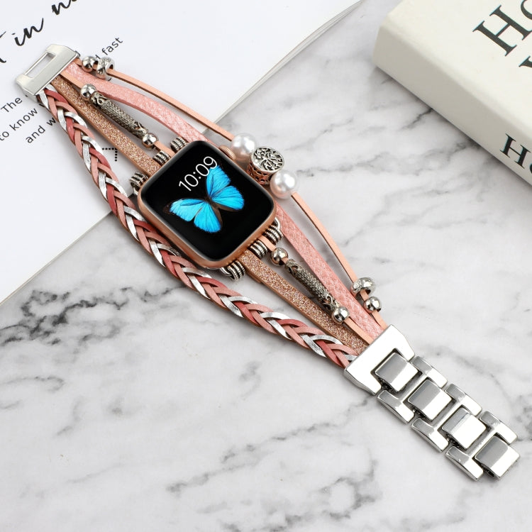 Jewelry Watch Band For Apple Watch Series 9&8&7 41mm / SE 3&SE 2&6&SE&5&4 40mm / 3&2&1 38mm(Pink) - Watch Bands by buy2fix | Online Shopping UK | buy2fix