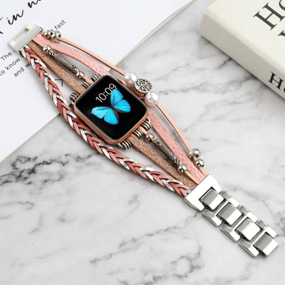 Jewelry Watch Band For Apple Watch Series 9&8&7 41mm / SE 3&SE 2&6&SE&5&4 40mm / 3&2&1 38mm(Pink) - Watch Bands by buy2fix | Online Shopping UK | buy2fix