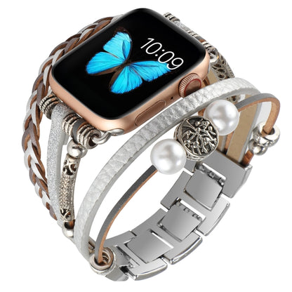 Jewelry Watch Band For Apple Watch Series 9&8&7 41mm / SE 3&SE 2&6&SE&5&4 40mm / 3&2&1 38mm(Silver) - Watch Bands by buy2fix | Online Shopping UK | buy2fix