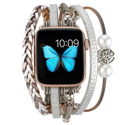 Jewelry Watch Band For Apple Watch Series 9&8&7 41mm / SE 3&SE 2&6&SE&5&4 40mm / 3&2&1 38mm(Silver) - Watch Bands by buy2fix | Online Shopping UK | buy2fix