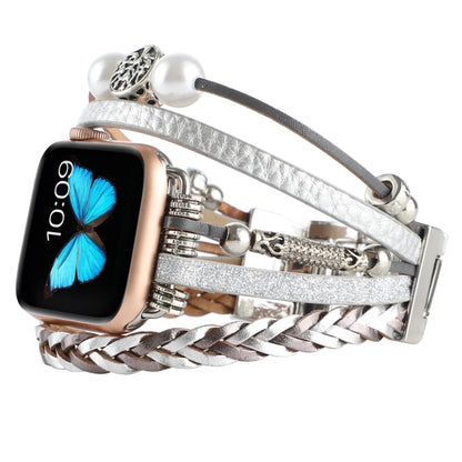 Jewelry Watch Band For Apple Watch Series 9&8&7 41mm / SE 3&SE 2&6&SE&5&4 40mm / 3&2&1 38mm(Silver) - Watch Bands by buy2fix | Online Shopping UK | buy2fix