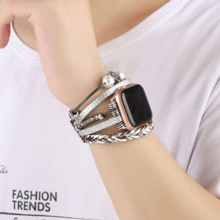 Jewelry Watch Band For Apple Watch Series 9&8&7 41mm / SE 3&SE 2&6&SE&5&4 40mm / 3&2&1 38mm(Silver) - Watch Bands by buy2fix | Online Shopping UK | buy2fix