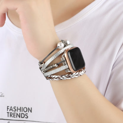 Jewelry Watch Band For Apple Watch Series 9&8&7 41mm / SE 3&SE 2&6&SE&5&4 40mm / 3&2&1 38mm(Silver) - Watch Bands by buy2fix | Online Shopping UK | buy2fix