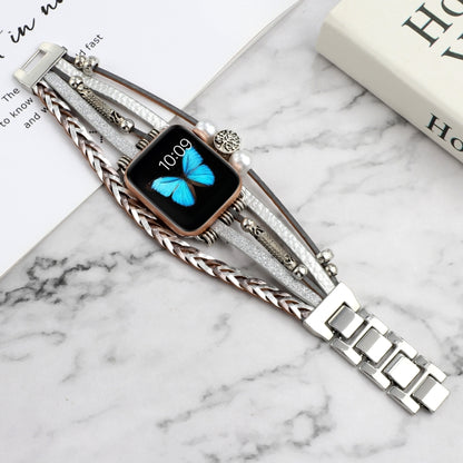 Jewelry Watch Band For Apple Watch Series 9&8&7 41mm / SE 3&SE 2&6&SE&5&4 40mm / 3&2&1 38mm(Silver) - Watch Bands by buy2fix | Online Shopping UK | buy2fix