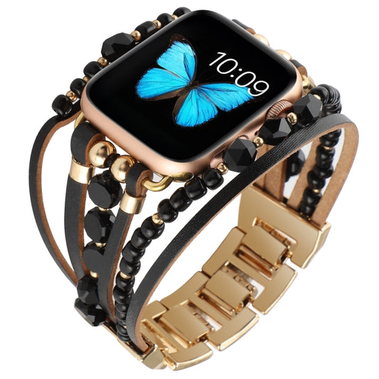 Jewelry Watch Band For Apple Watch Series 9&8&7 41mm / SE 3&SE 2&6&SE&5&4 40mm / 3&2&1 38mm(Black) - Watch Bands by buy2fix | Online Shopping UK | buy2fix