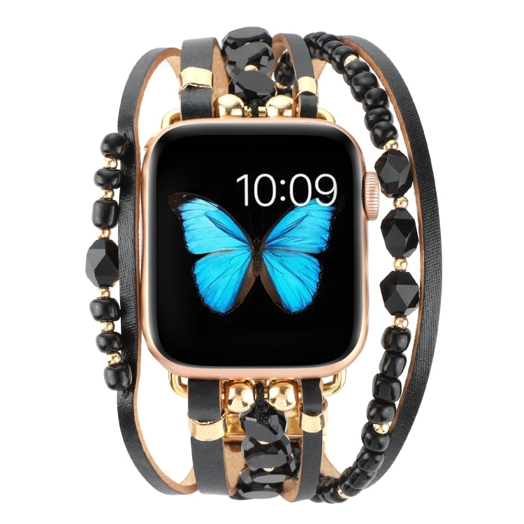 Jewelry Watch Band For Apple Watch Series 9&8&7 41mm / SE 3&SE 2&6&SE&5&4 40mm / 3&2&1 38mm(Black) - Watch Bands by buy2fix | Online Shopping UK | buy2fix