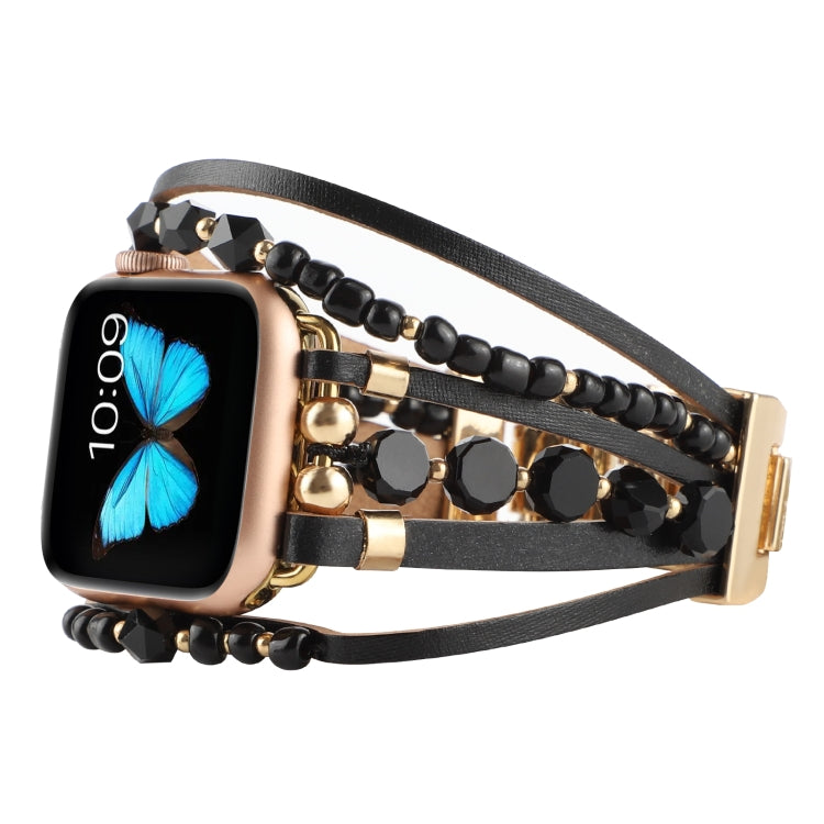 Jewelry Watch Band For Apple Watch Series 9&8&7 41mm / SE 3&SE 2&6&SE&5&4 40mm / 3&2&1 38mm(Black) - Watch Bands by buy2fix | Online Shopping UK | buy2fix