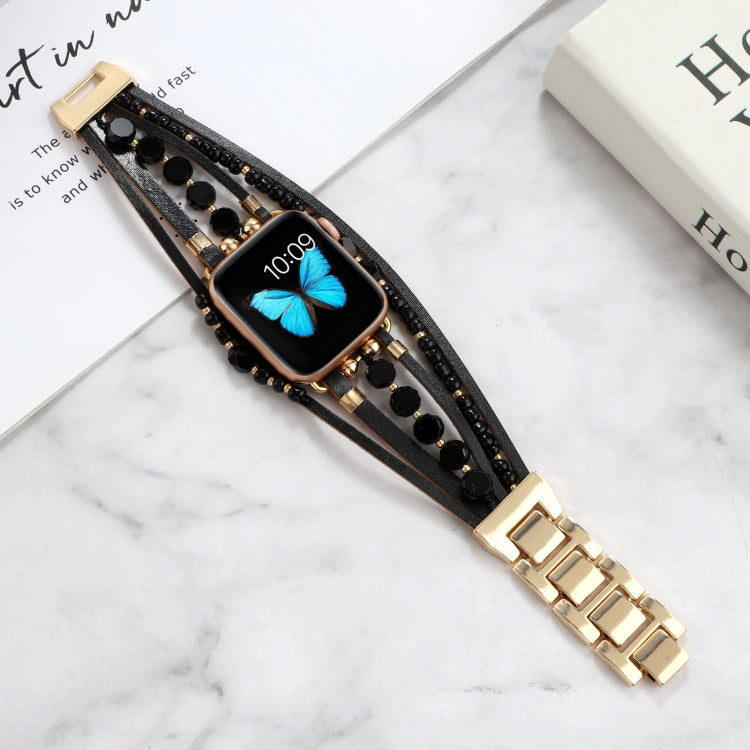 Jewelry Watch Band For Apple Watch Series 9&8&7 41mm / SE 3&SE 2&6&SE&5&4 40mm / 3&2&1 38mm(Black) - Watch Bands by buy2fix | Online Shopping UK | buy2fix