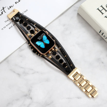 Jewelry Watch Band For Apple Watch Series 9&8&7 41mm / SE 3&SE 2&6&SE&5&4 40mm / 3&2&1 38mm(Black) - Watch Bands by buy2fix | Online Shopping UK | buy2fix