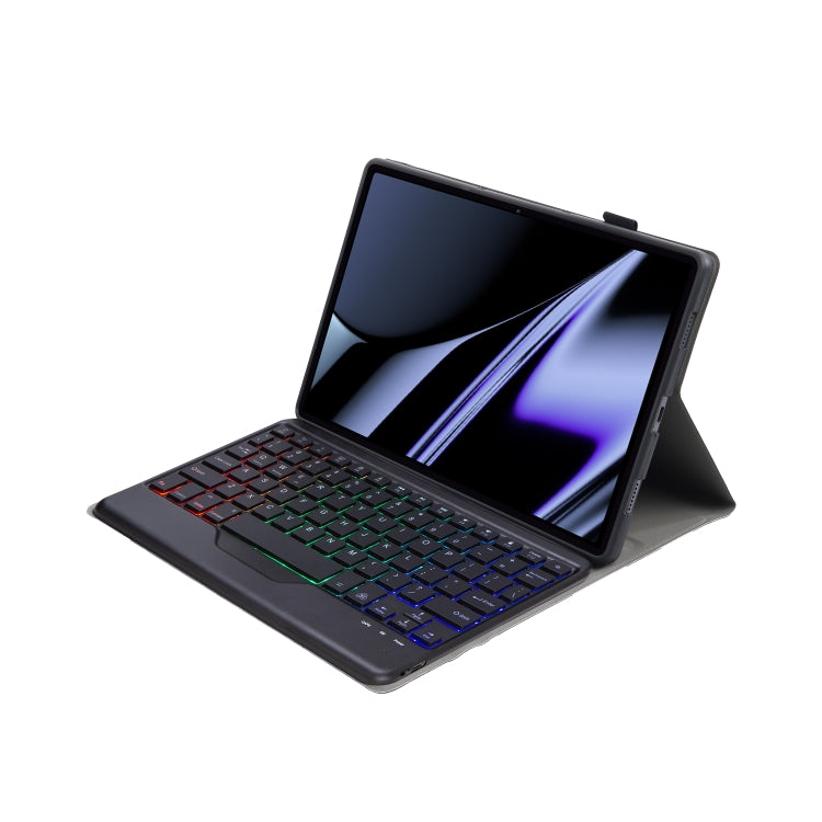 OP11-BS Lambskin Texture Ultra-thin Bluetooth Keyboard Leather Case with Backlight For OPPO Pad 11 inch(Black) - OPPO Keyboard by buy2fix | Online Shopping UK | buy2fix