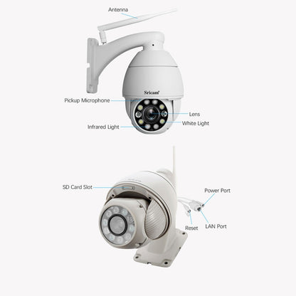 Sricam SP008C 5MP 10X Zoom IP66 Waterproof CCTV WiFi IP Camera Monitor, Plug Type:US Plug(White) - Wireless Camera by Sricam | Online Shopping UK | buy2fix